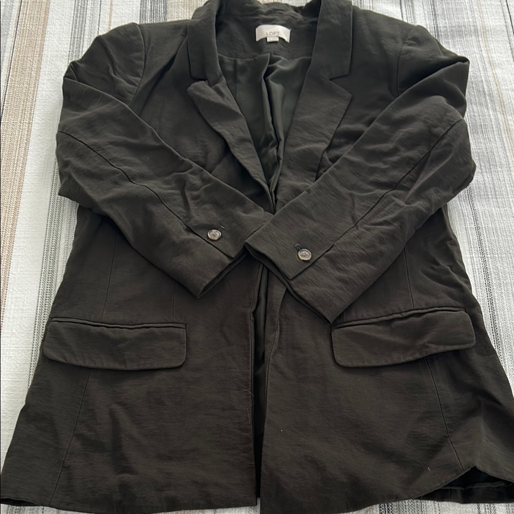 LOFT Army Green Linen Blazer
